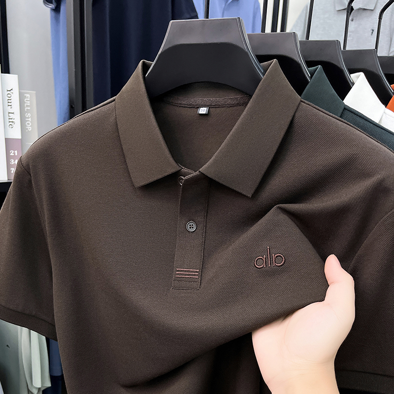 Haut de gamme marque mercerisé coton manches courtes polo shirt été nouveau hommes d'affaires t - shirt mode broderie Design respirant TOP