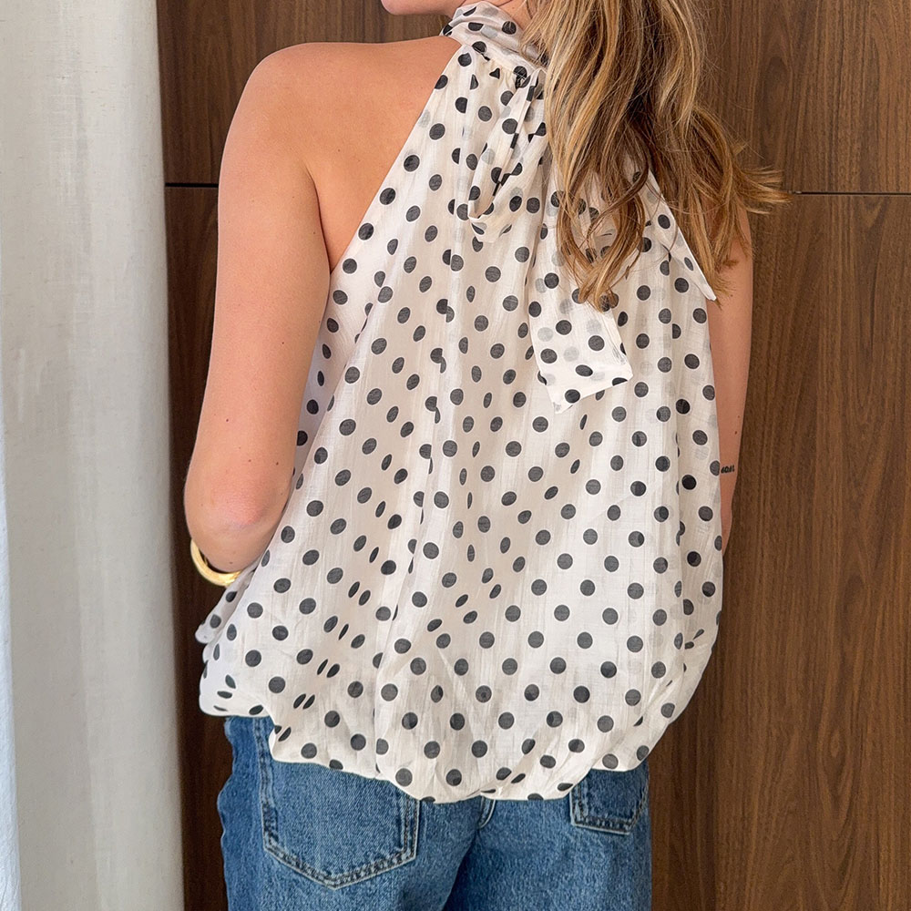 Hauts débardeurs en mousseline rétro élégants pour femmes, à col montant halter, froncés, à ourlet bouffant, sans manches, sexy, dos ouvert, pour sorties