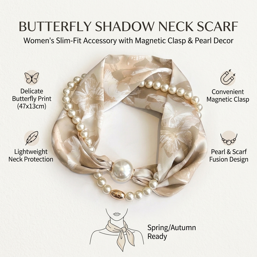 Écharpe tendance coréenne à perles magnétiques, châle long et fin pour femme, cache-cou, collier à perles à boucle magnétique pour un style décontracté, protection du cou