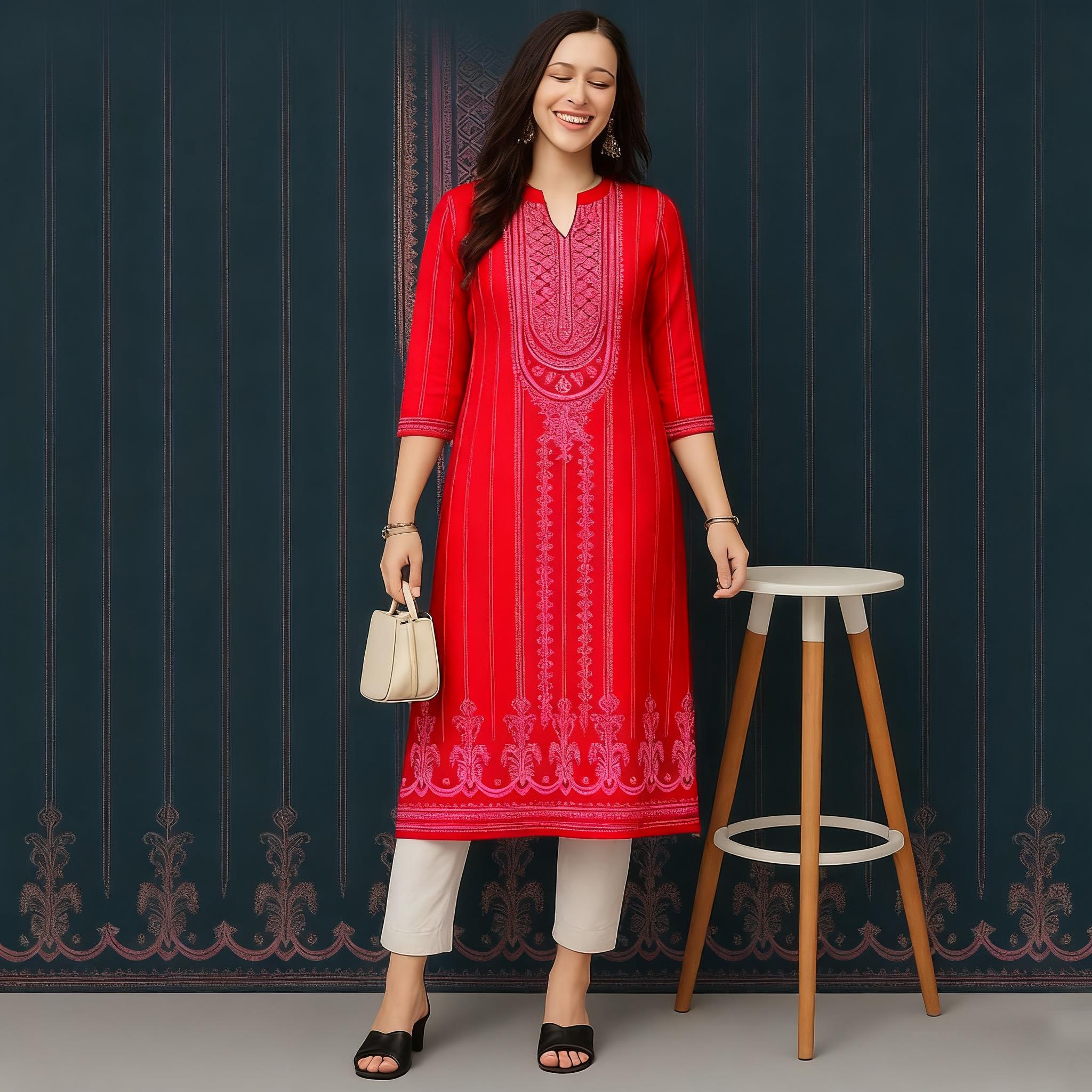 Musulman Kurtta femmes Robe de mode décontractée style National Tube droit décontracté ethnique fleur caftan marocain femmes Robe