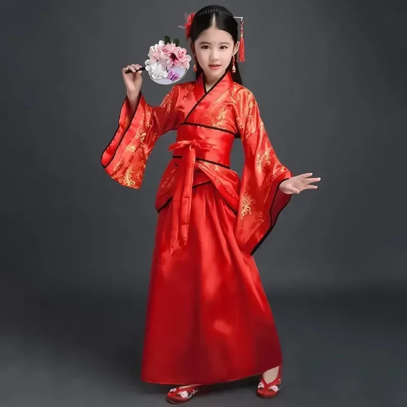 Robe filles enfants Kimono traditionnel ethnique ventilateur étudiants chorale danse Costume japonais Yukata Kimono Style ancien chinois