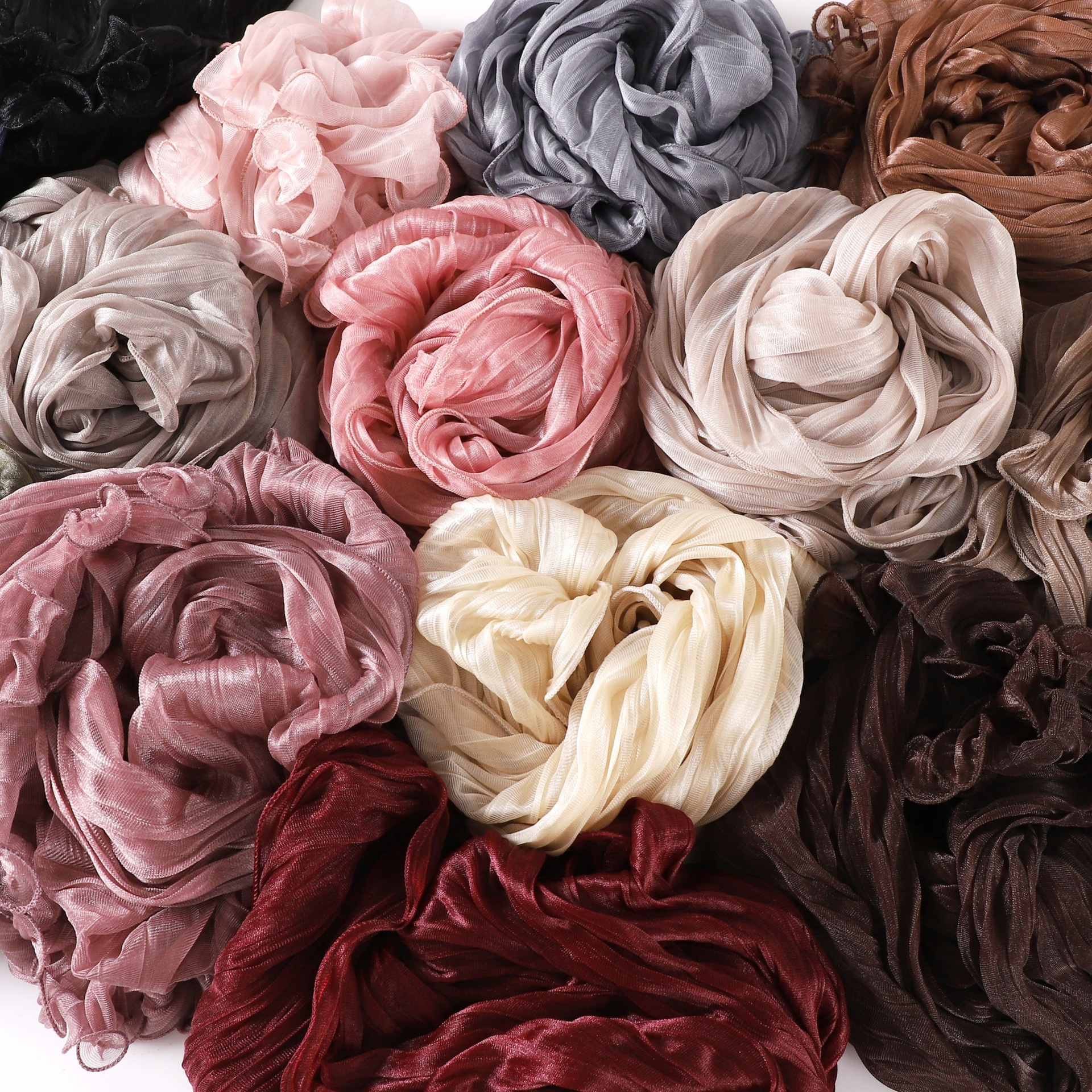 Voile de satin froissé pour femmes musulmanes, châle élégant en mousseline froissée, foulard, bandeau, Ramadan, été, fin, 180*50cm
