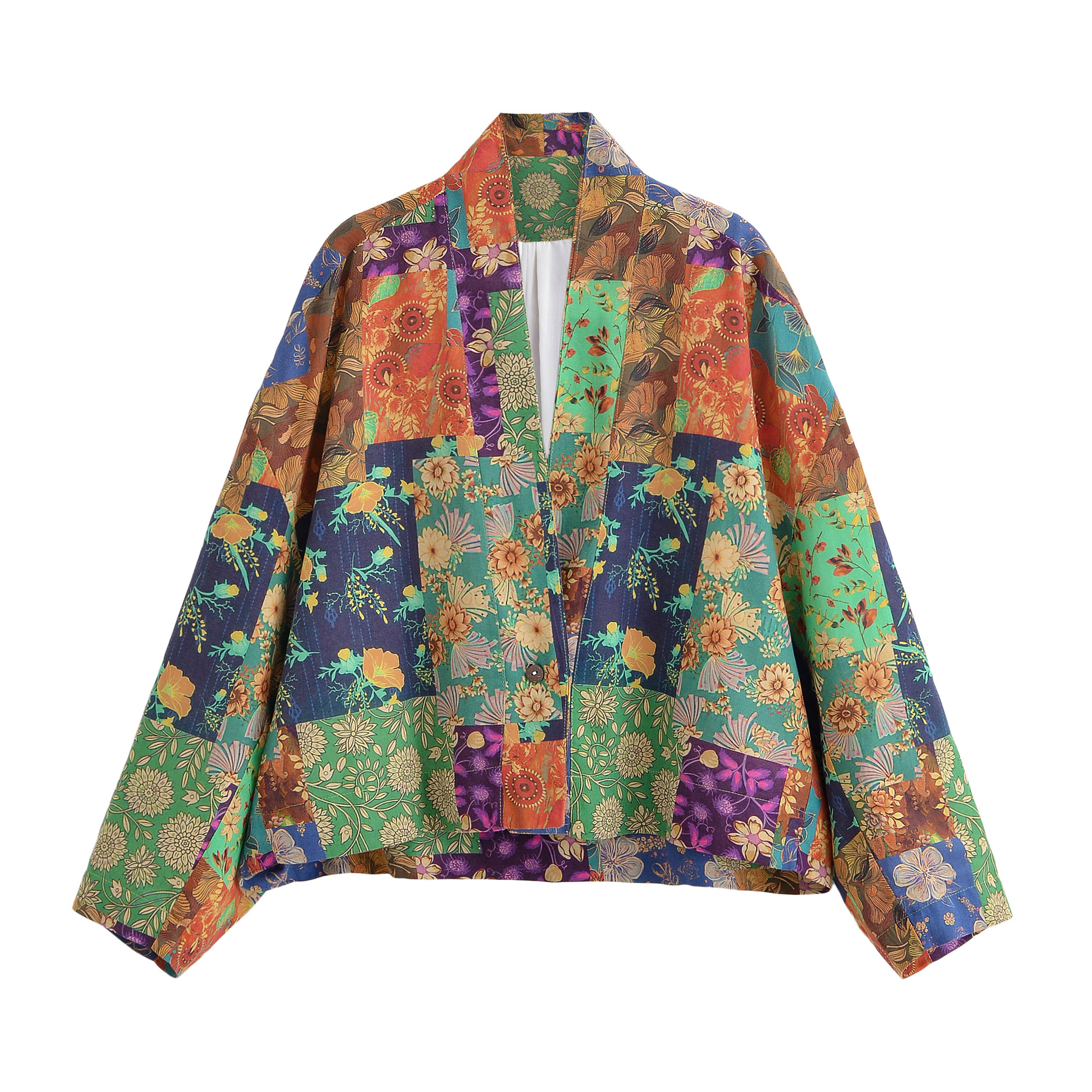 Boho Queens femmes automne lin coton Patchwork fleurs vêtements d'extérieur bohème vestes coupe ample automne quotidien vêtements d'extérieur de rue