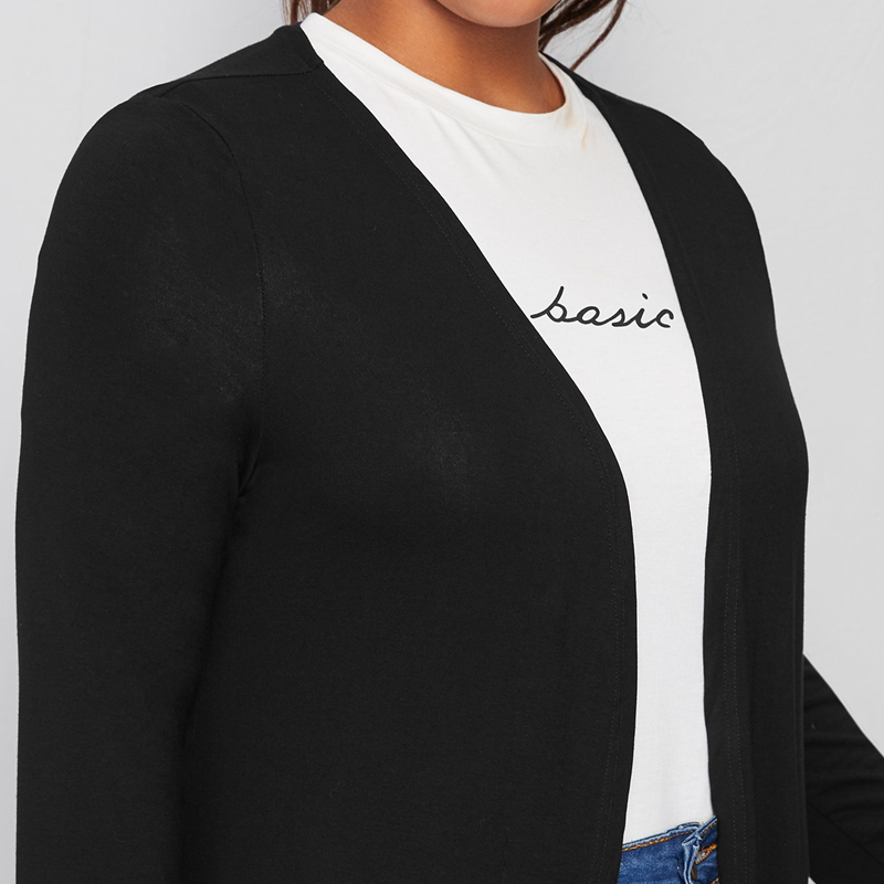 Cardigan à manches longues pour femmes, grande taille, élégant, ouvert devant, ample, noir, décontracté, vêtements pour femmes, grande taille 6XL 7XL