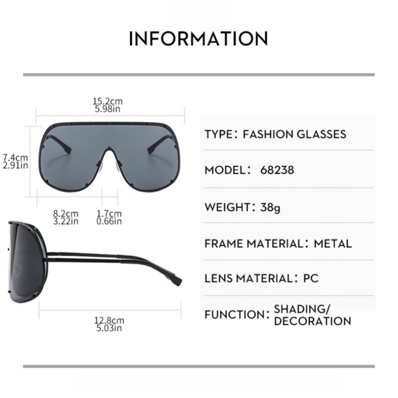 Lunettes de soleil de luxe surdimensionnées pour femmes et hommes, monture de lentille monobloc moderne, haute qualité, nuances UV400