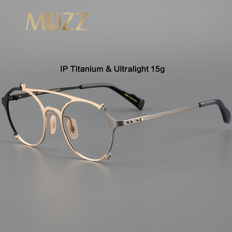 Pilote Double IP titane lunettes cadre hommes rétro luxe myopie optique Prescription lunettes femmes personnalité marque lunettes