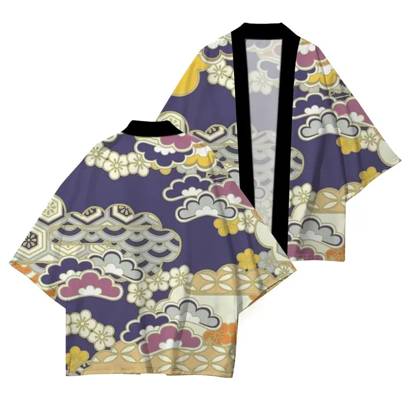 Vêtements traditionnels japonais, nouvelle collection été, protection UV, kimono de haute qualité, kimono décontracté ample, imprimé motif glycine, XXS-4XL
