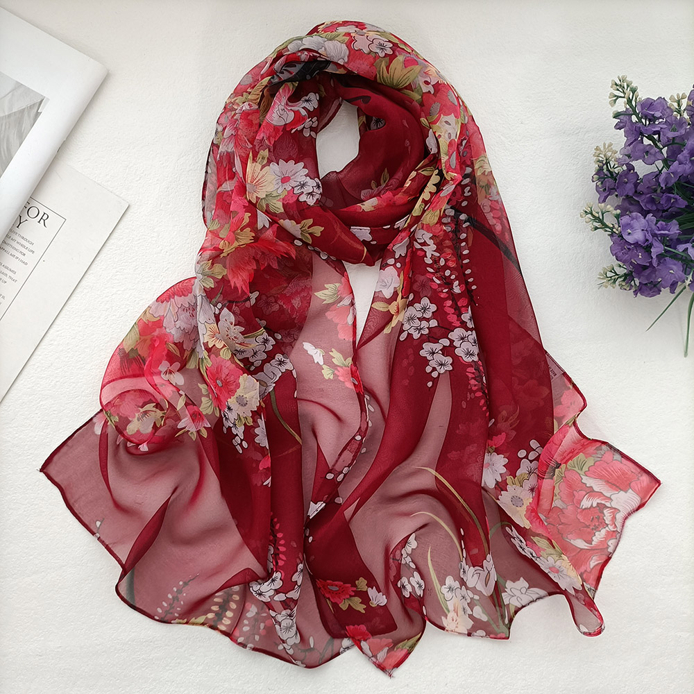 Foulard élégant en mousseline de soie Georgette pour femmes, Bandana d'été prune Bossom, protection solaire de voyage, fin et respirant