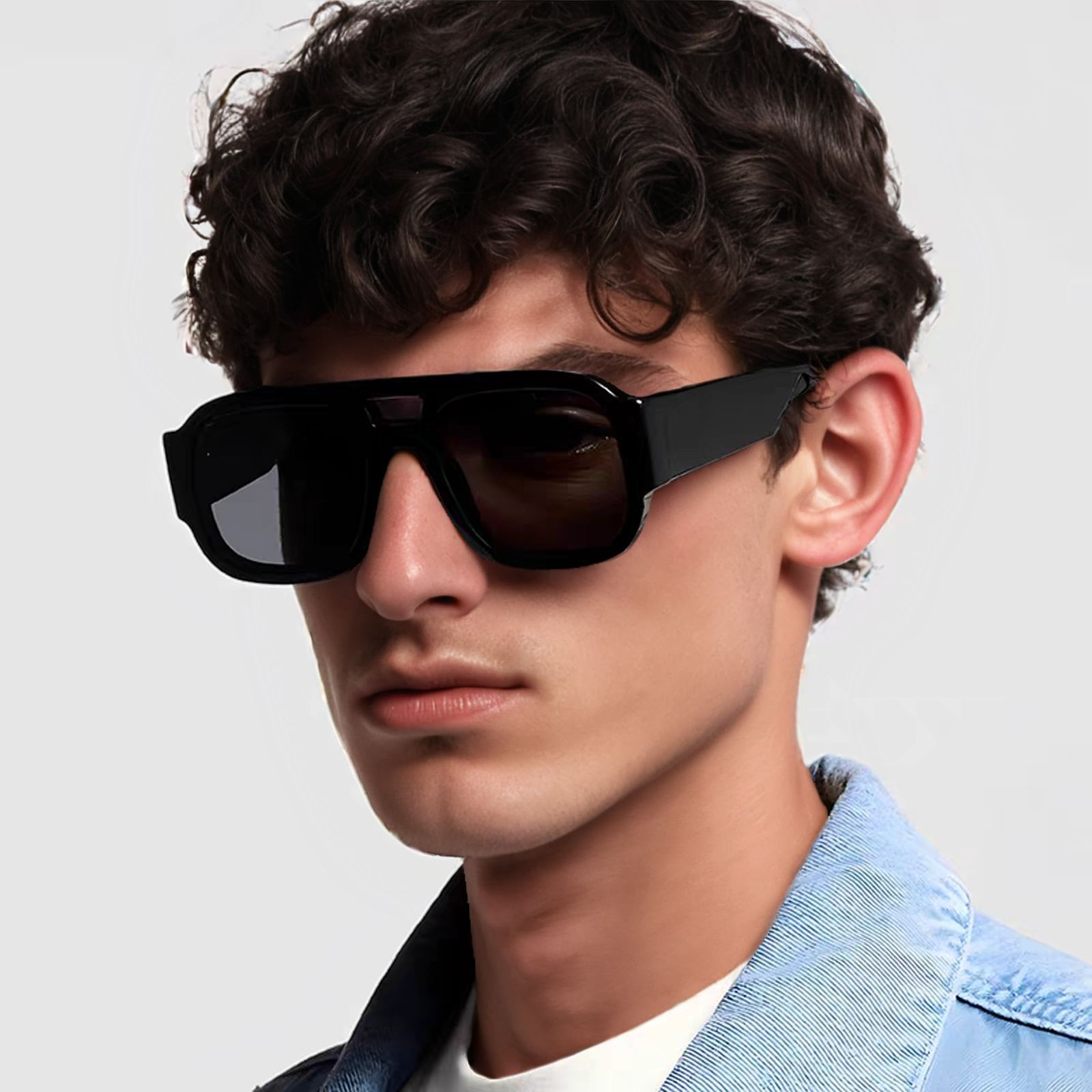 Lunettes de soleil carrées à Double pont pour femmes et hommes, couleur rouge, rétro, jambes larges, pour la conduite et la randonnée, UV400