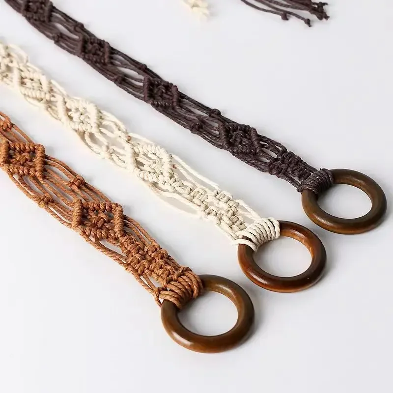 Ceinture nouée en fil ciré avec pompon tressé, style coréen, fine, pour femme, sangle décorative polyvalente pour assortir aux robes