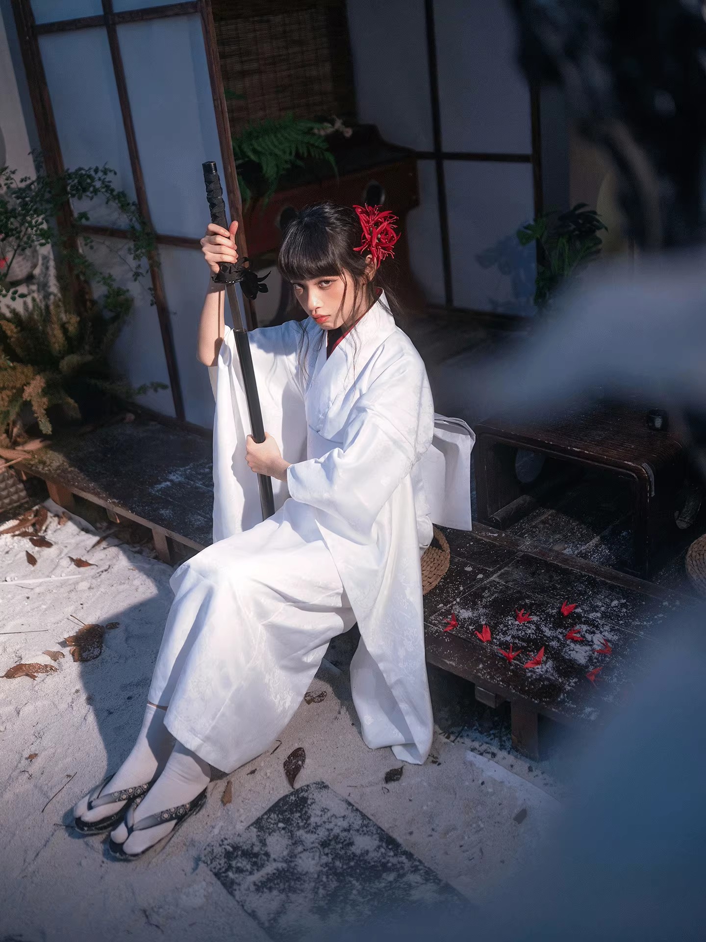 Kimono japonais pour femmes, couleur blanche, deux pièces, Yukata traditionnel, Costume de Cosplay, photographie de voyage, robe longue rétro