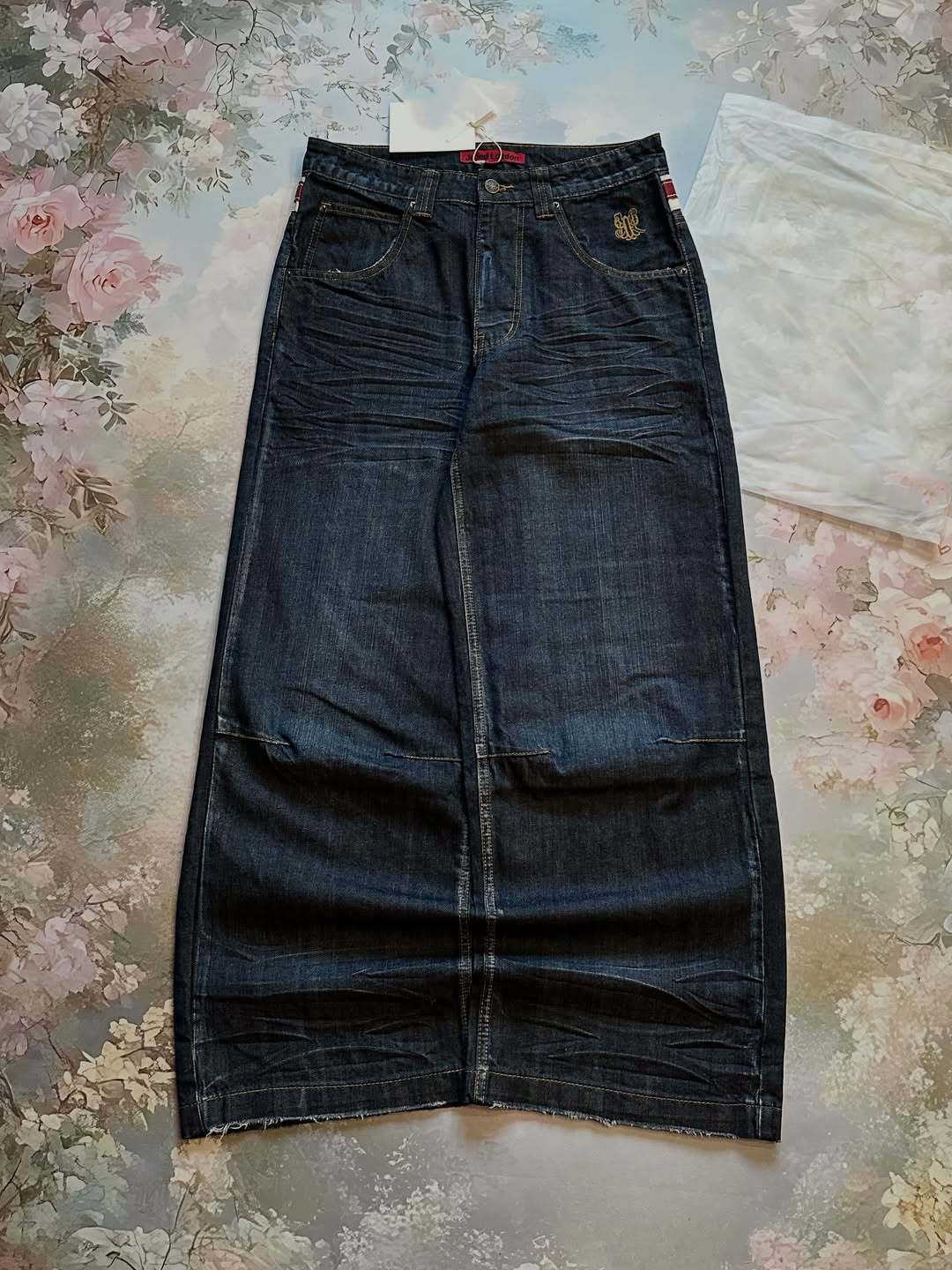 Jean baggy délavé taille haute pour hommes et femmes, motif Union Jack vintage, coupe large, style streetwear décontracté 2026