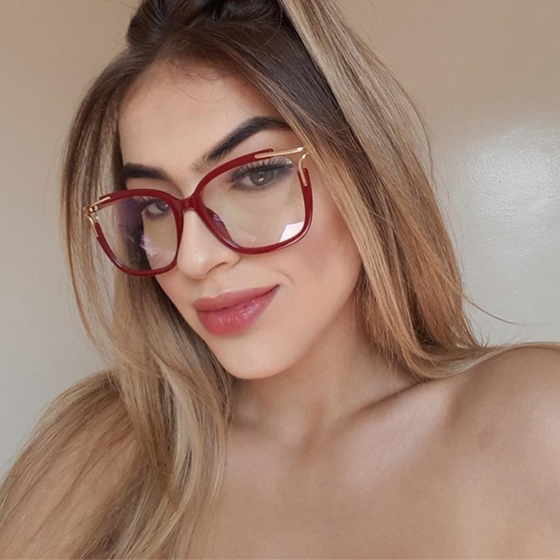 Lunettes de vue carrées pour femme, monture optique tendance 2020, verres transparents, branches métalliques de marque de luxe, Oculos féminins
