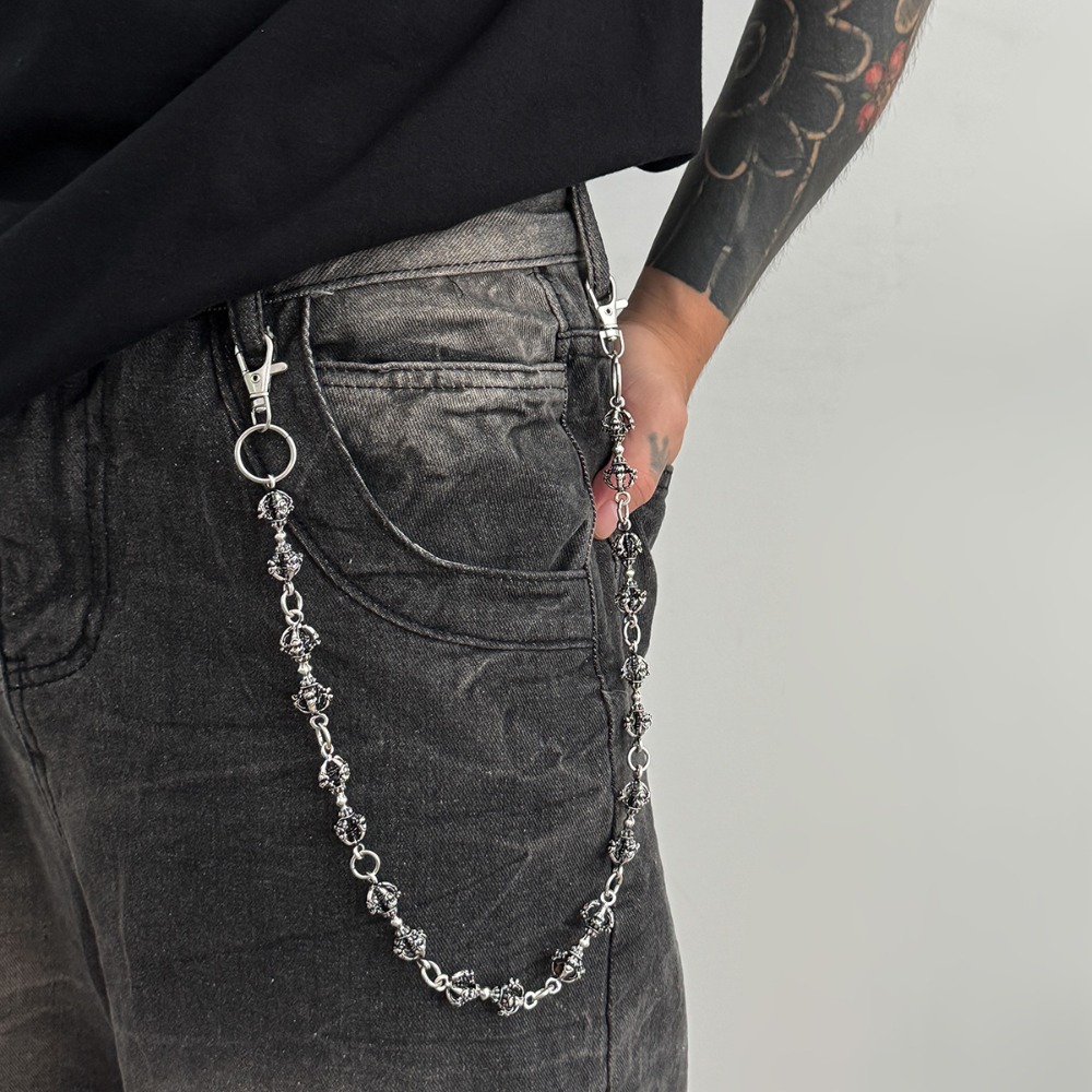 Chaîne de pantalon punk tendance Y2K Harajuku Hipster Goth Hip Hop en métal pour femme et homme