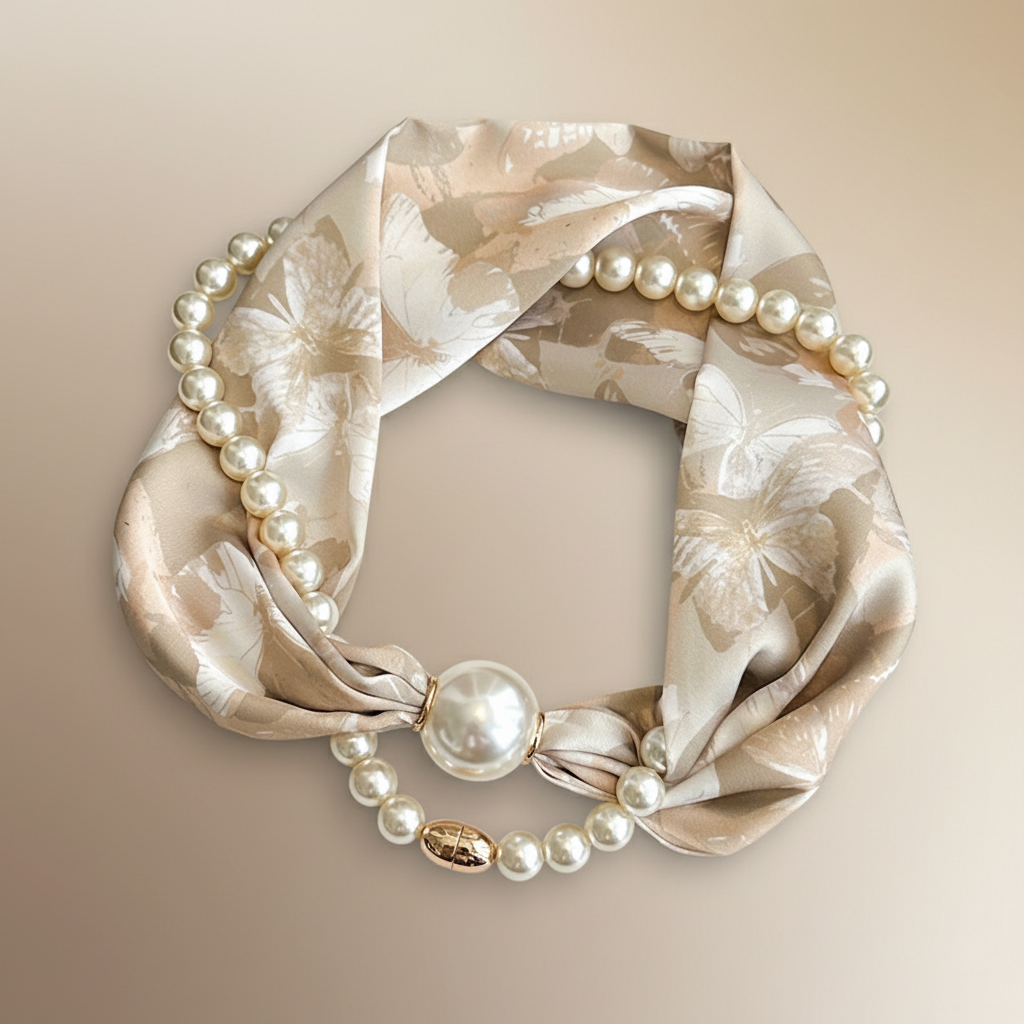Écharpe tendance coréenne à perles magnétiques, châle long et fin pour femme, cache-cou, collier à perles à boucle magnétique pour un style décontracté, protection du cou