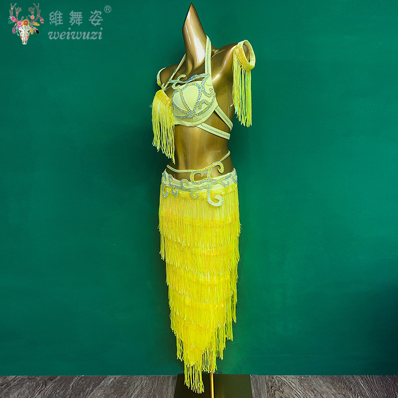 Costume de danse du ventre pour femmes, personnalisé, haut de gamme, paillettes, pompon, Costume de spectacle, tenue de concours de danse orientale