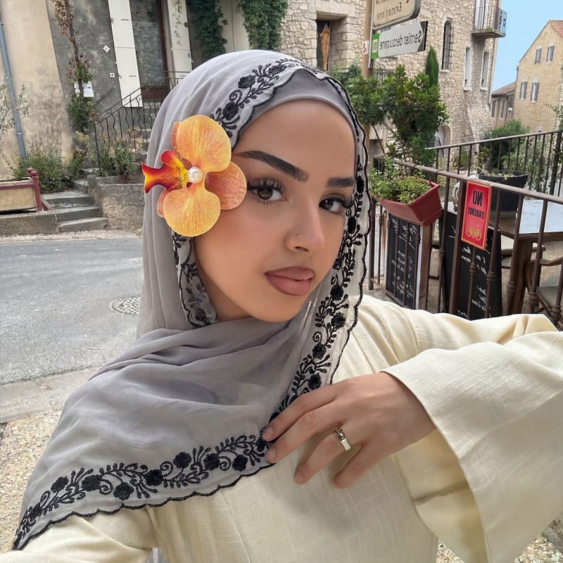 Hijab musulman de luxe en mousseline brodée, léger et doux pour la peau, élégant foulard bandana pour soirée, dîner ou rendez-vous