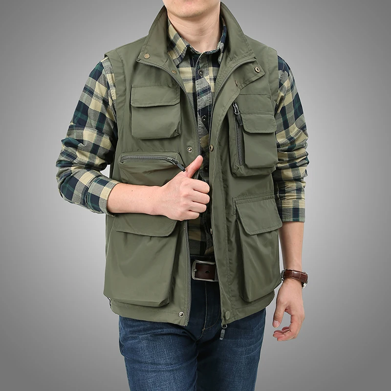 Gilet Cargo pour hommes, multi-poches, à la mode, manteau respirant, tous les beaux vêtements à la mode pour hommes, manteau de haute qualité