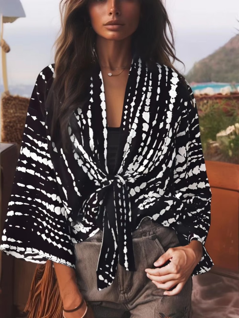 Kimono à manches chauve-souris pour femme, robe courte, style bohème, vêtement de plage