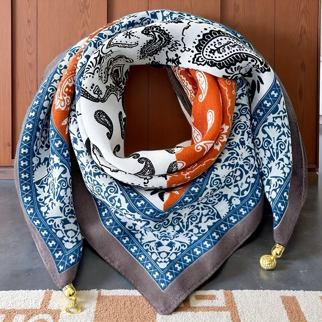 Écharpe en coton et lin avec boucle magnétique pour femmes, élégante, polyvalente, protection du cou, foulard triangulaire, accessoires, foulards carrés