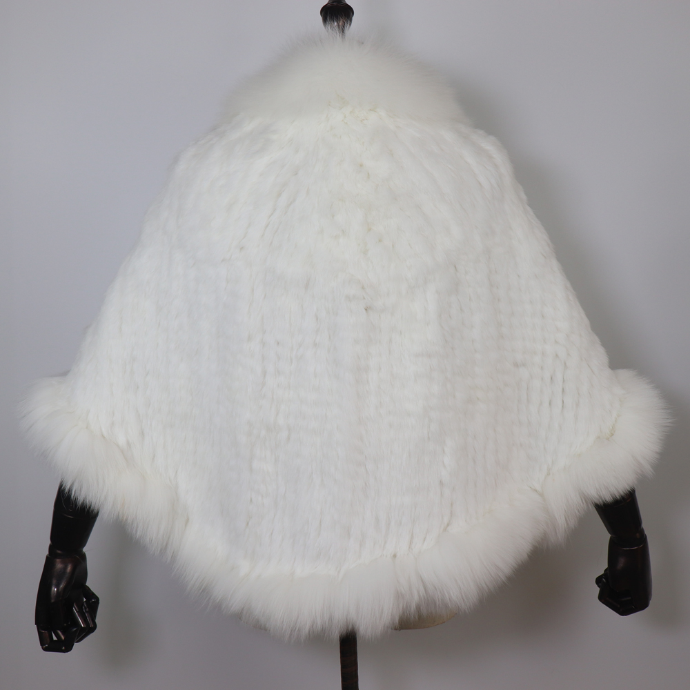 Châle en fourrure de lapin véritable pour femmes, écharpe avec col en fourrure de renard, Poncho chaud tricoté en fourrure de lapin, accessoires de fête à la mode pour filles, 100%