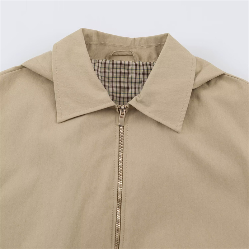 Veste pour femme Guobioziy, nouvelle collection automne 2026, veste ample à capuche kaki à manches longues, parka simple, tendance et élégante
