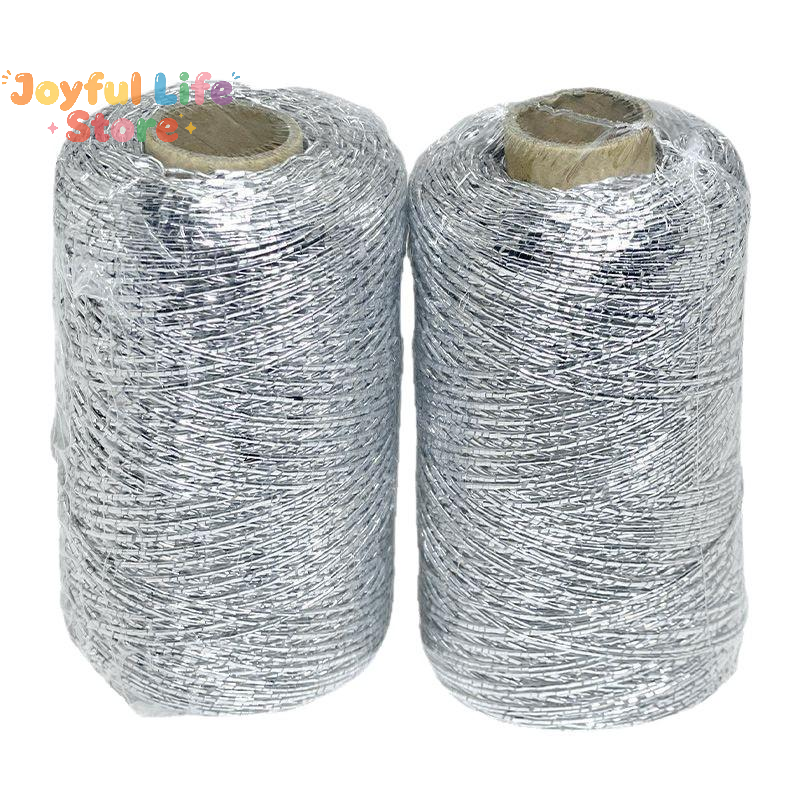 Fil à coudre fin et brillant en soie argentée, 200 mètres/rouleau, idéal pour le crochet et le tricot à la main, parfait pour les cardigans et capes d'été.