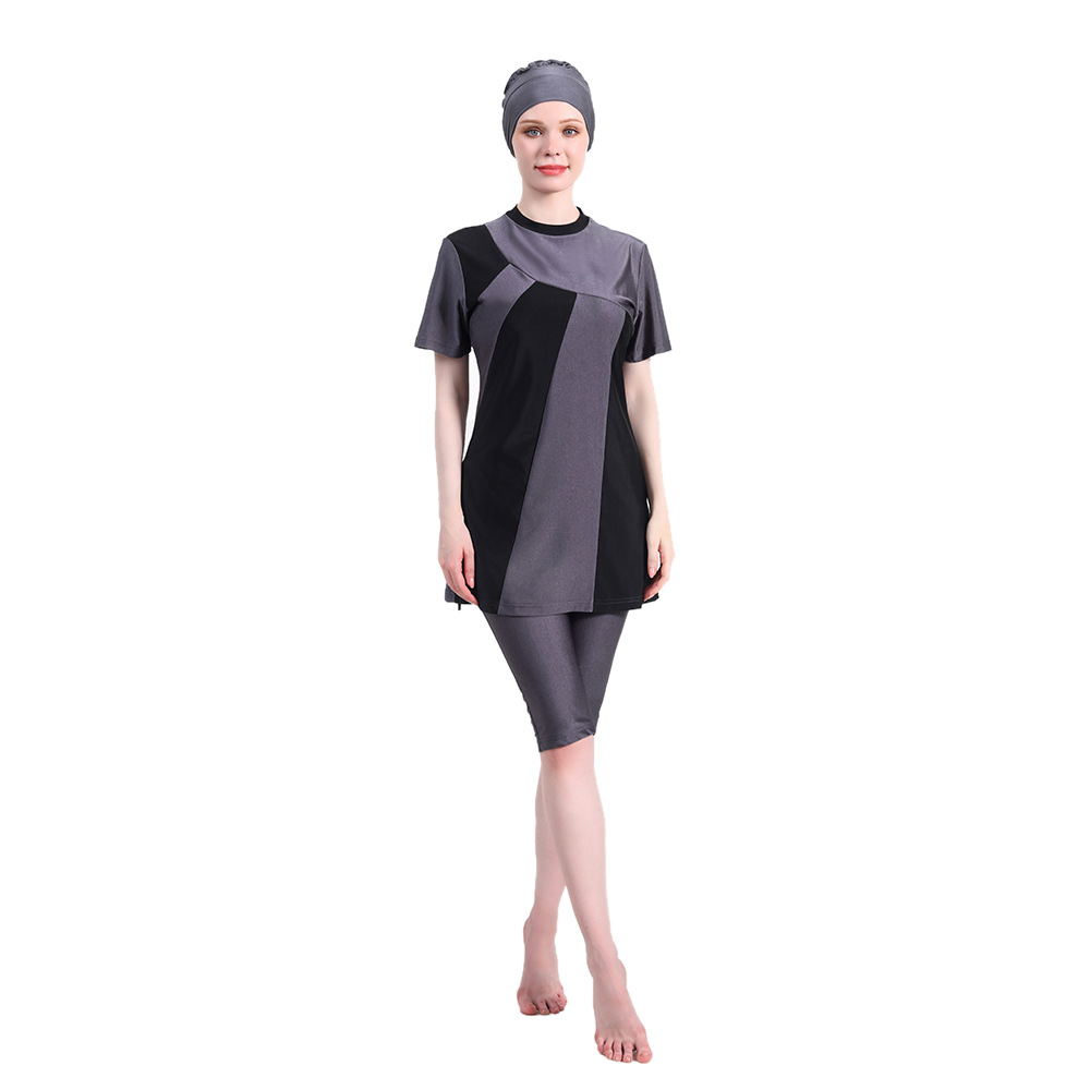 Maillot de bain musulman Burkini avec Hijab pour femmes, maillot de bain islamique, vêtements unis modeste, maillots de bain pour la natation musulmane