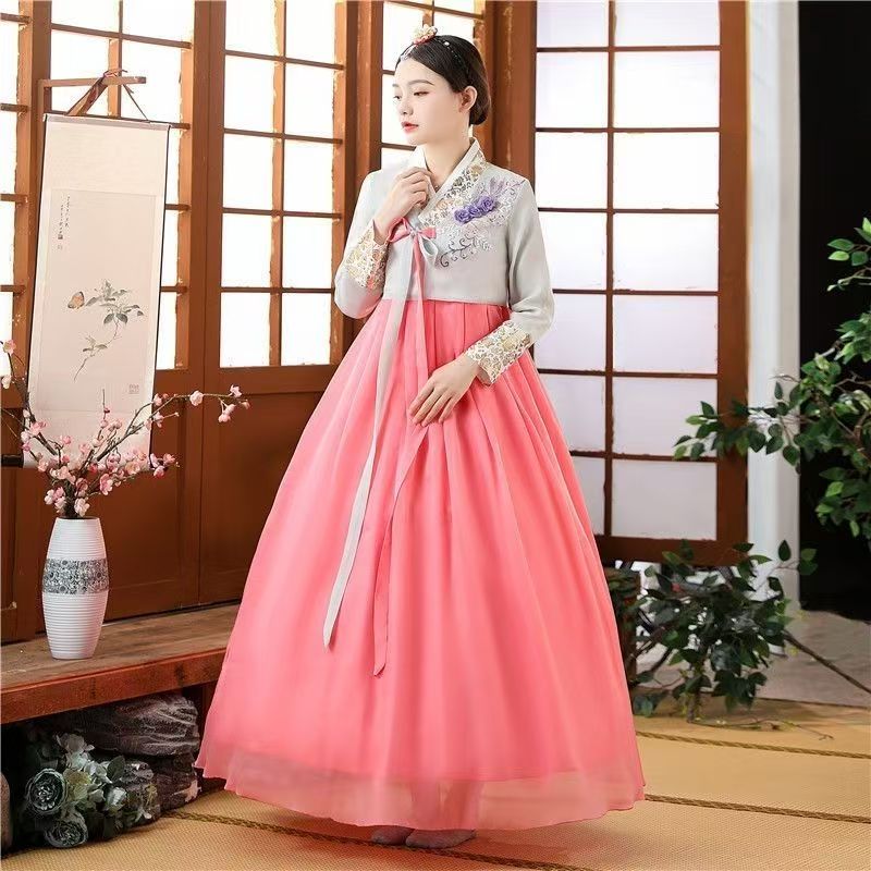 Robe Hanbok pour femmes, vêtements traditionnels coréens, Robe de palais ancien, col en v, Robe de mariée de spectacle national, Style Asien