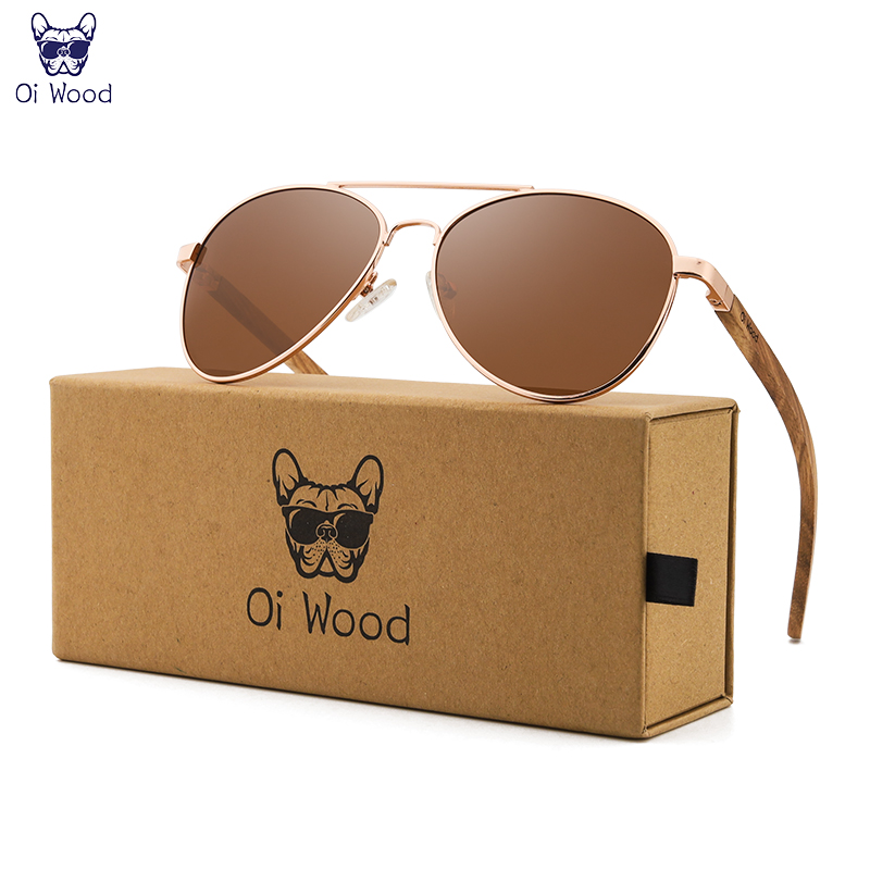 Oi bois lunettes de soleil pilote lunettes de soleil hommes femmes lunettes polarisées bleu Uv400 lentille