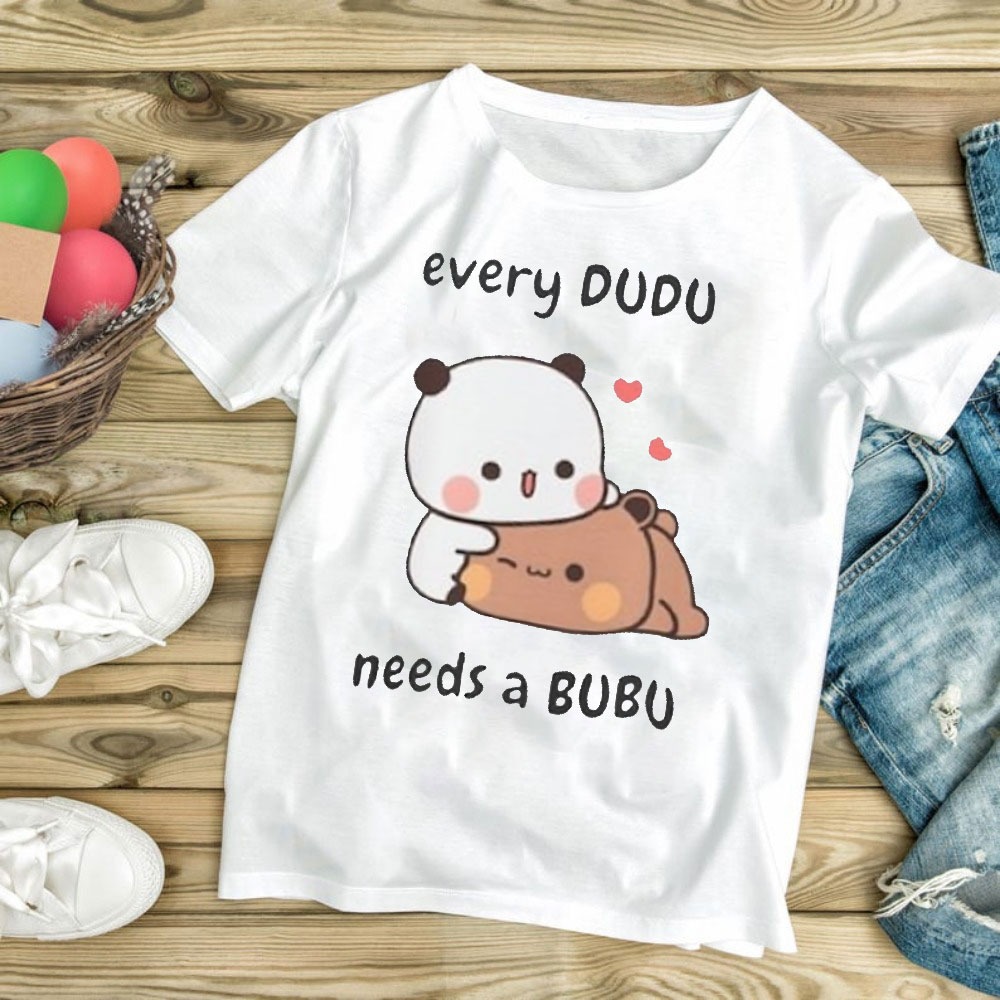 T-shirt à manches courtes pour tous les Dudu, avec motif ours panda mignon, vêtements Kawaii Bubu Dudu classiques, cadeaux d'anniversaire unisexes
