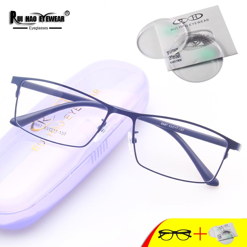 Monture de lunettes rectangulaire pour hommes, personnalisable avec verres en résine, pour myopie, lecture, lunettes progressives 8887