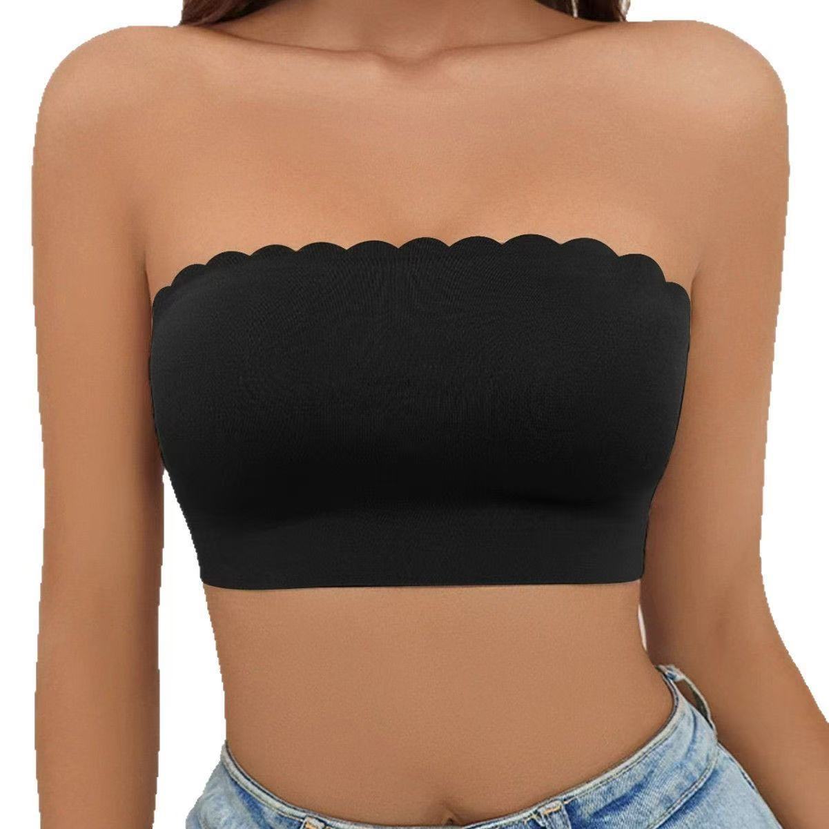 Soutien-gorge sans fil en soie glacée pour femme, sans couture, anti-glissement, sans bretelles, style bandeau, en tissu nylon confortable, style Pure Desire