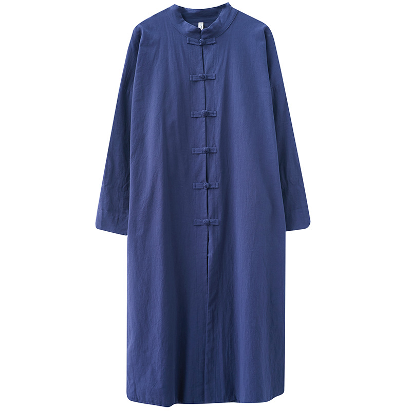 Vêtements traditionnels chinois pour femmes, coton, manches longues, simple boutonnage, haut adt, vêtements de thé de méditation, printemps, automne