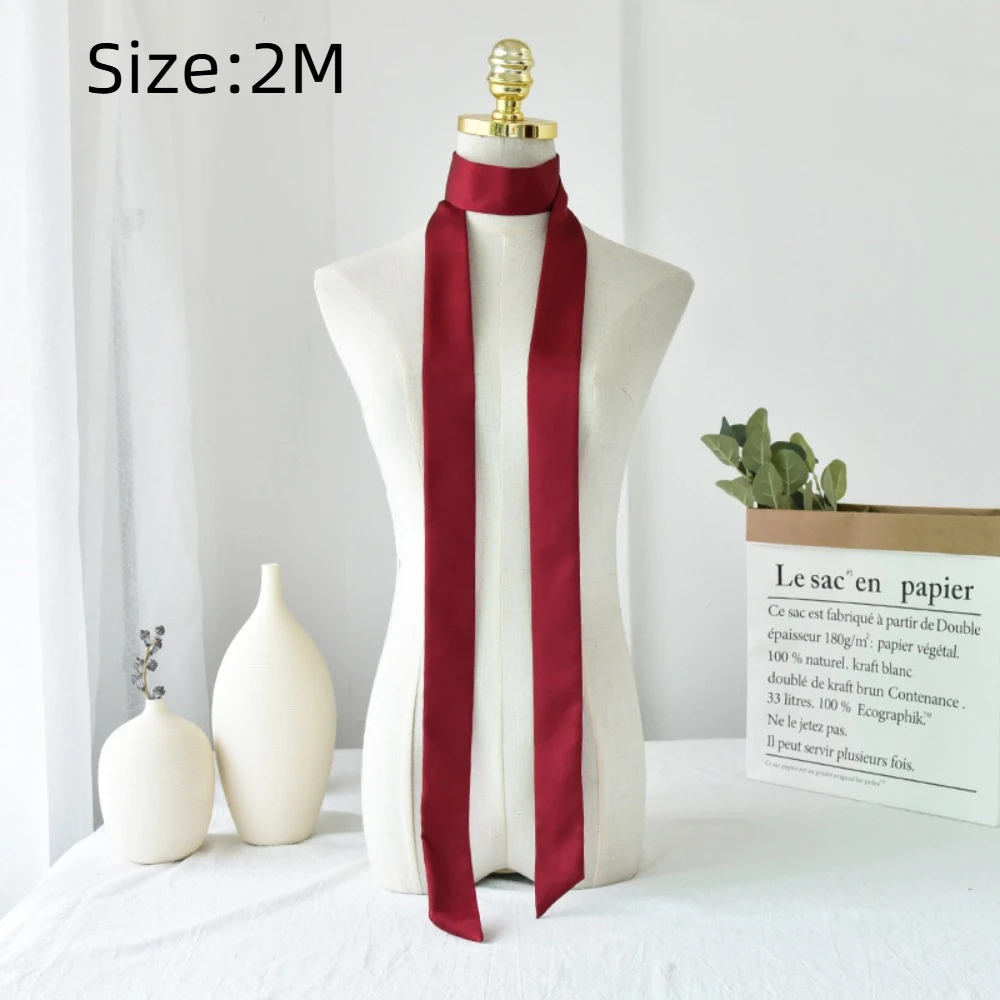Écharpe longue délicate pour cheveux, bandeau uni, foulard de cou, accessoire en soie pour cheveux, chouchous de fête
