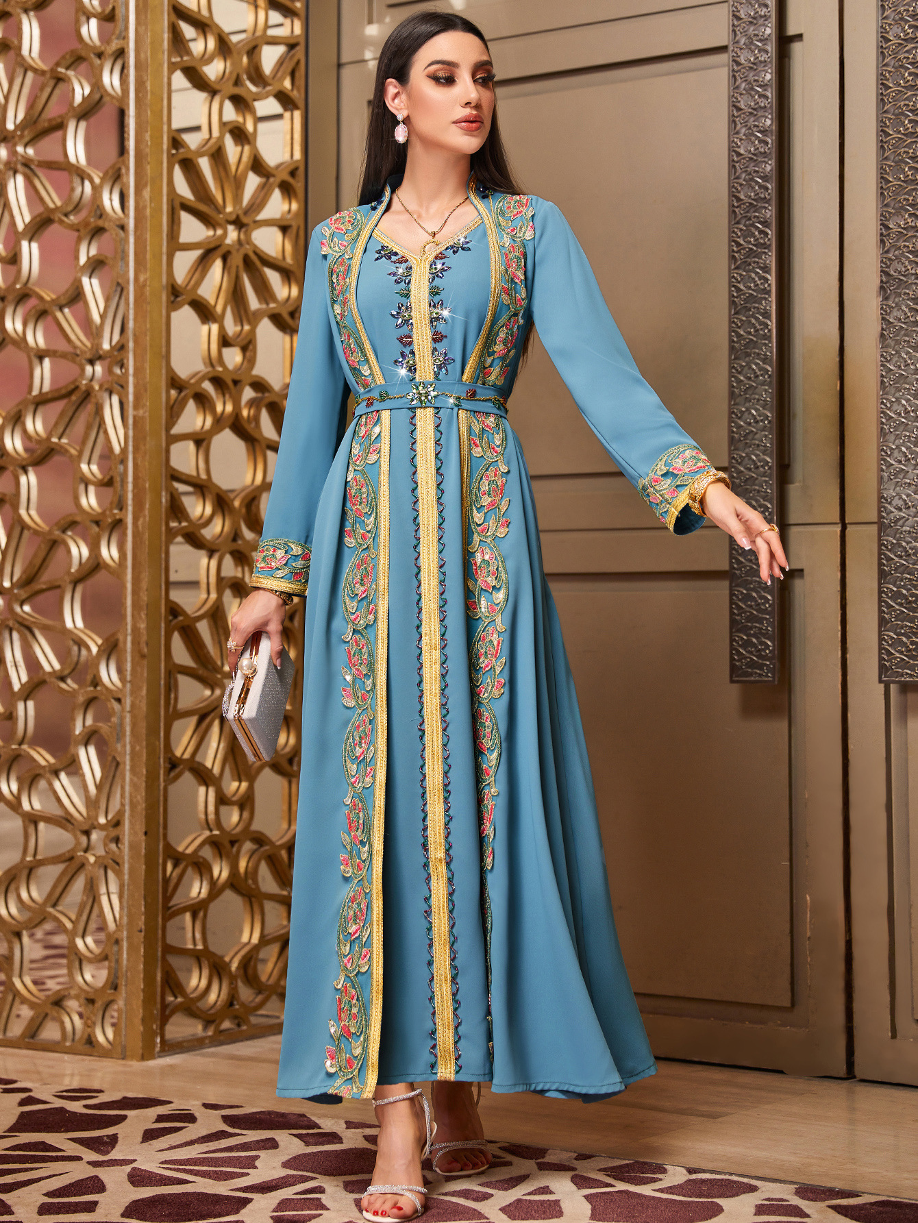 Abayas de luxe pour femmes, diamants Eid, kaftan de Dubaï, robe de soirée musulmane maxi, kaftan turc, caftan marocain, femme musulmane