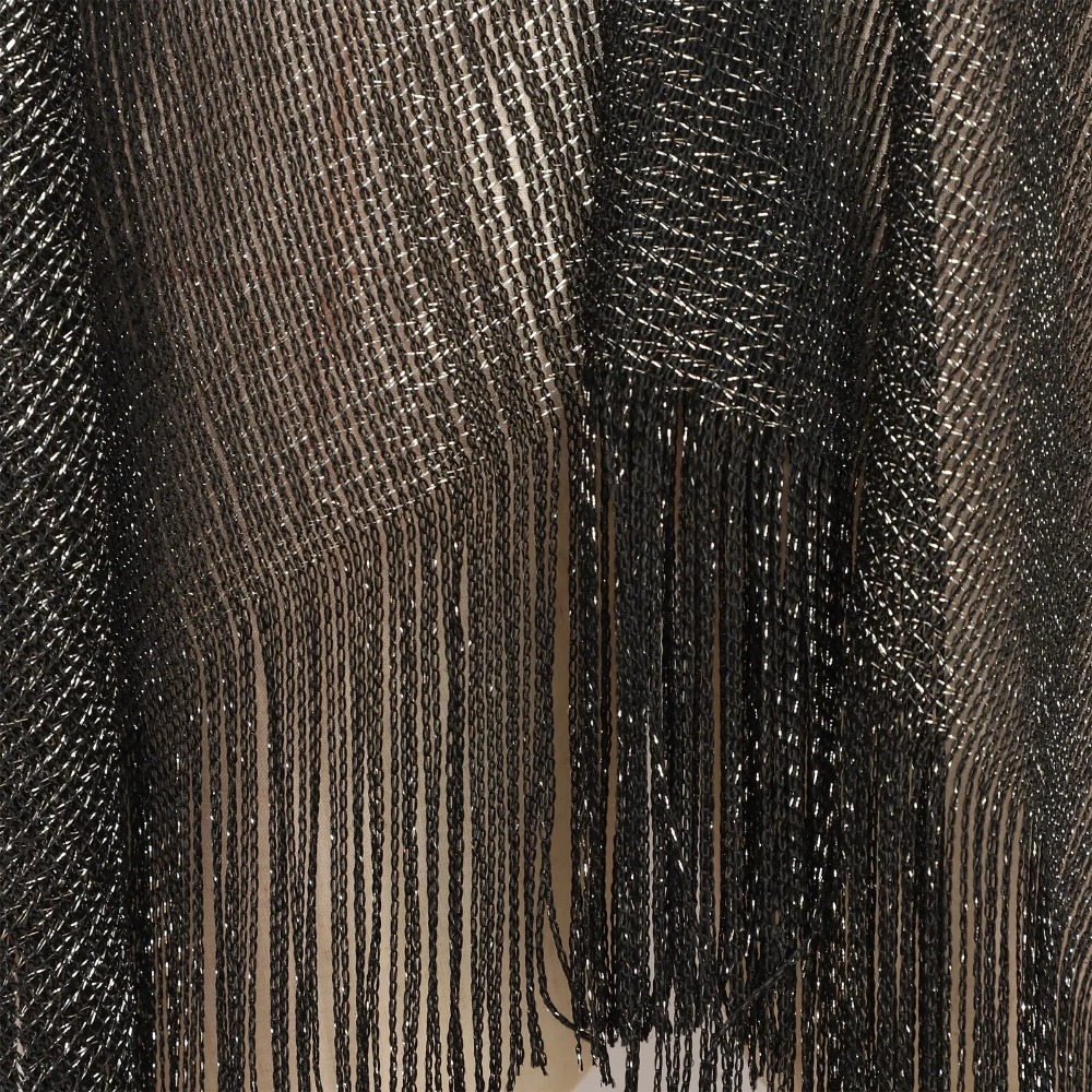 Écharpe de protection solaire d'été, dorée et argentée, élégante, avec pompons, pour mariage et robes, pour femmes