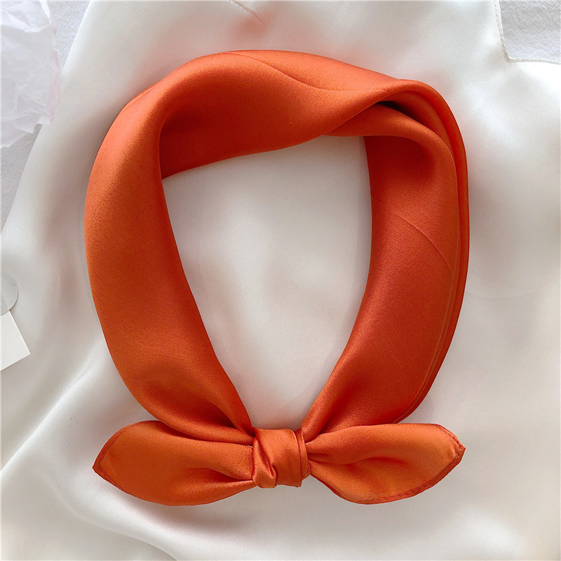 100% Foulard en soie Pure femmes cou bandeau de cheveux Foulard carré petit bandeau mode couleur unie Foulard foulards Bandana