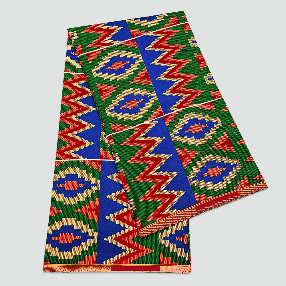 Tissu africain en pagne java wax Ghana kente, tissu imprimé 100% polyester, pour la confection de vêtements, de bandeaux et de décorations.