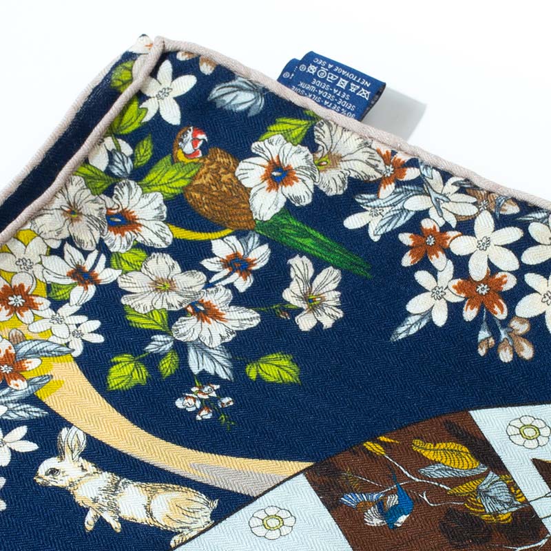 Écharpe carrée double face chaude pour femme 65x65cm 30% soie 70% laine imprimé artistique oriental châle d'hiver tour de cou