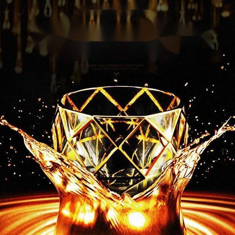 Verre à whisky de luxe avec ligne dorée, verres en cristal luxueux peints, brillant, multi-usages, tasse à vin, bière, Cocktail