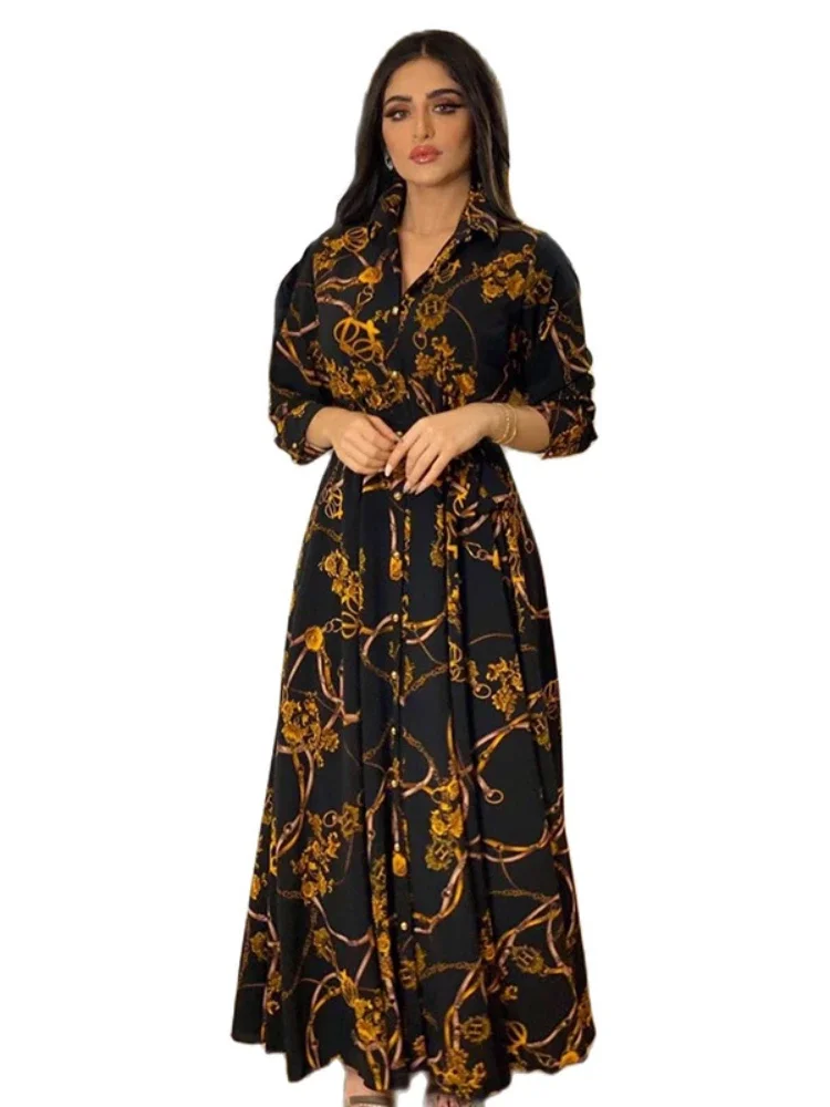 Robe Abaya musulmane pour femmes, chemise imprimée Ramadan, robes d'automne Turquie islamique, robe éducative élégante Inde marocaine, caftan arabe 2025