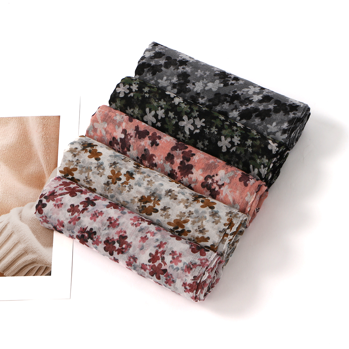 Foulard Hijab en Viscose imprimé Floral pour femme musulmane, châles doux, couvre-chef respirant d'été, Turban islamique