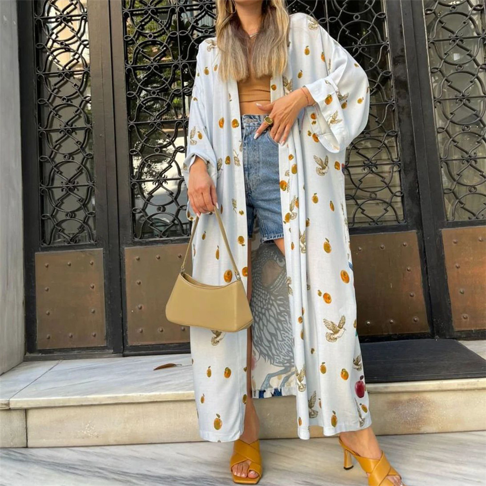 Kaftans à imprimé floral pour femme, tuniques féminines, couvre-maillot de plage, tenues de plage maxi été 2026, robes kaftan pour femmes