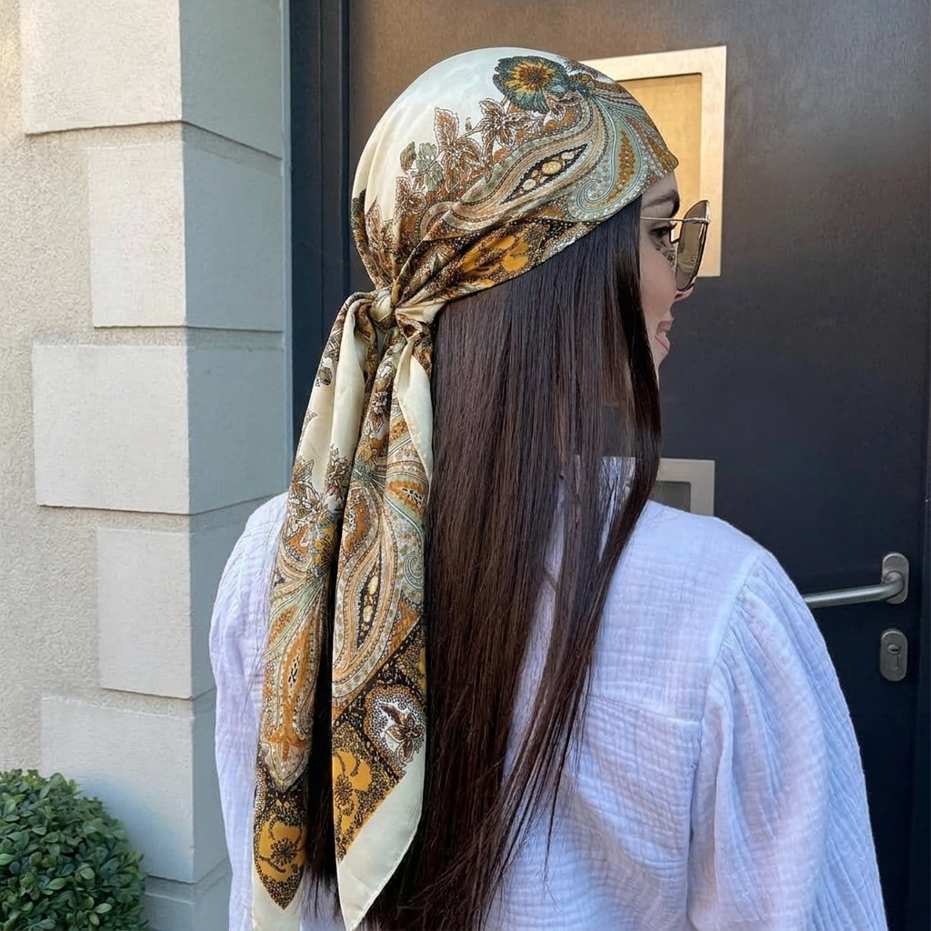 Foulard carré en soie de 90 cm pour femme, marque de luxe, imprimé satiné, hijab, écharpe musulmane, paréo, bandana, châle, bandeau, foulard