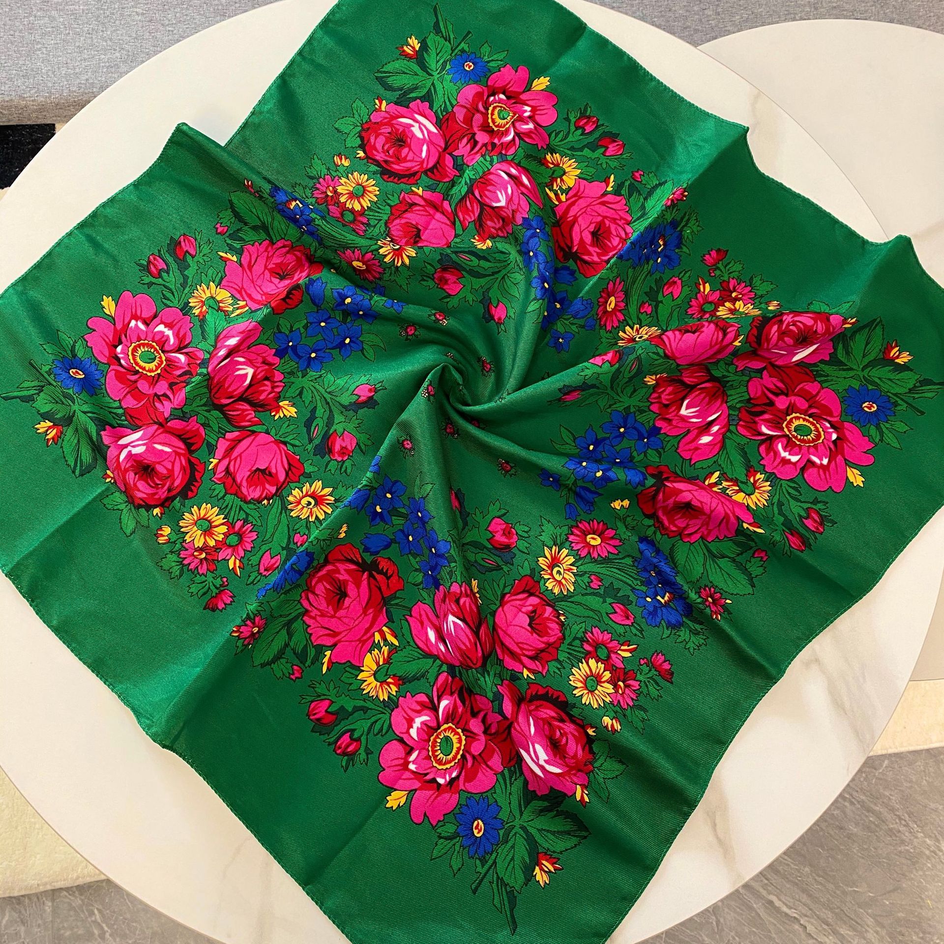 Foulard russe rétro fleur de cajou sergé coton carré châle femmes écharpe SJ1