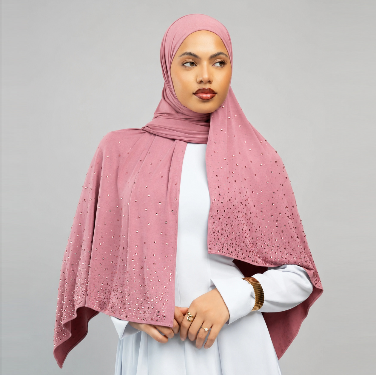 Hijab en jersey liquide de luxe élégant à motifs diamantés, châle quotidien pour femme, doux et respirant, foulard musulman