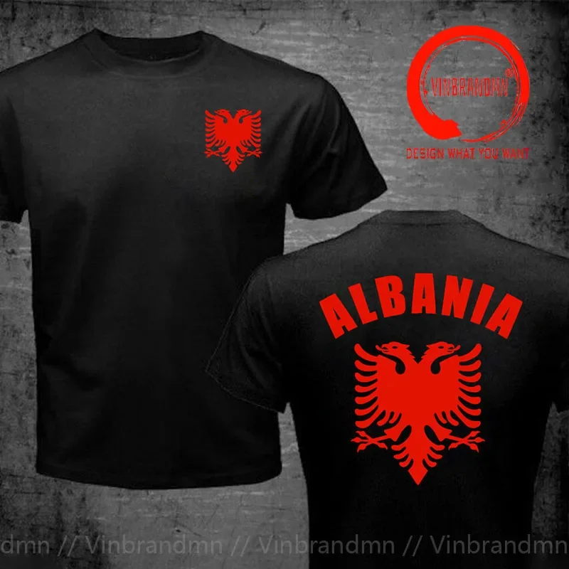 T-shirt albanais blason JA ian Feel Story Eagle pour homme, col rond, manches courtes, vêtements Harajuku, mode