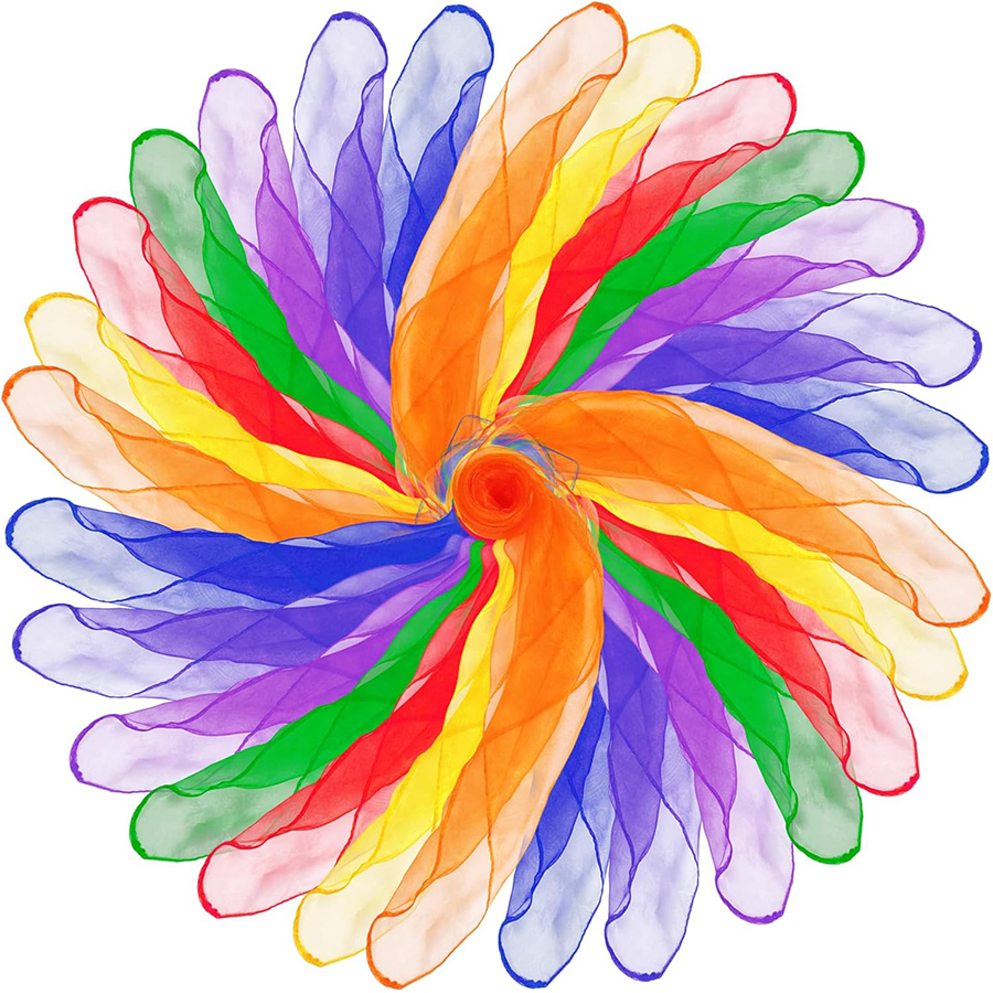6/12 pièces 60x60cm coloré danse Performance écharpe arc-en-ciel tours de magie Performance foulard en soie main cou écharpe décorative