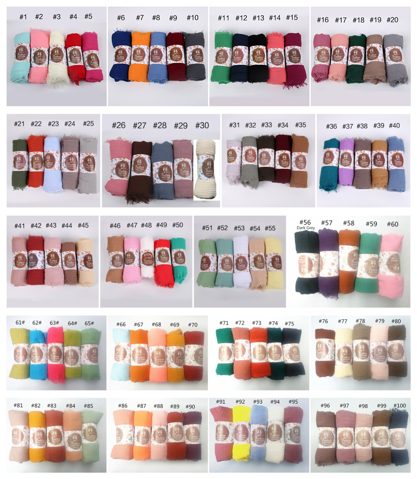 12 pièces/lot, châle long uni froissé en coton viscose, écharpe hijab froissée pour femmes, châle hijab musulman, vente en gros